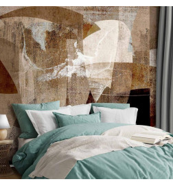 Mural de parede - Geometric abstraction with shapes - composition in brown colours