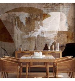 Mural de parede - Geometric abstraction with shapes - composition in brown colours