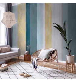 Fototapetas - Striped pattern - abstract background in stripes in blue tones with gold pattern