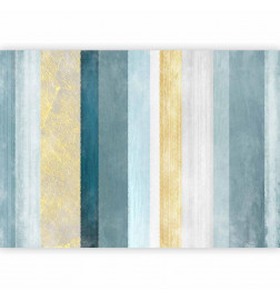 Fototapetti - Striped pattern - abstract background in stripes in blue tones with gold pattern