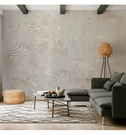 Fototapetas - Flowing shapes - abstract beige and white background in patterned compositions