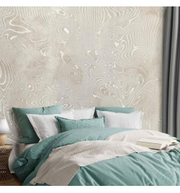 Fototapet - Flowing shapes - abstract beige and white background in patterned compositions