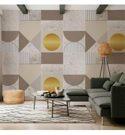 Wall Mural - Beige and Gold Geometric Pattern