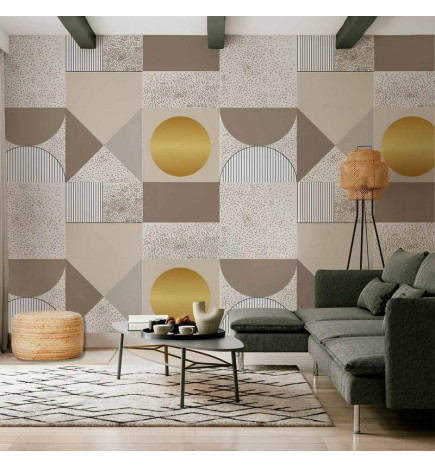 Wall Mural - Beige and Gold Geometric Pattern
