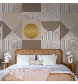 Fotobehang - Beige and Gold Geometric Pattern