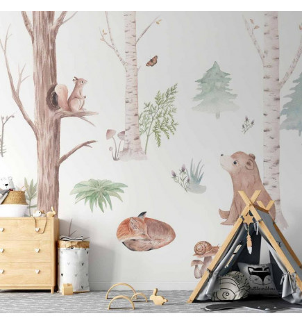 Carta da parati - Subtle Illustration With Forest Animals