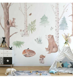 Wall Mural - Subtle Illustration With Forest Animals