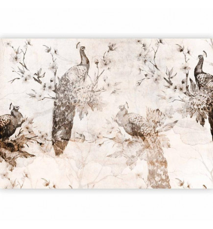 Fototapet - Peacocks in Delicate Beige