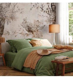 Wall Mural - Peacocks in Delicate Beige