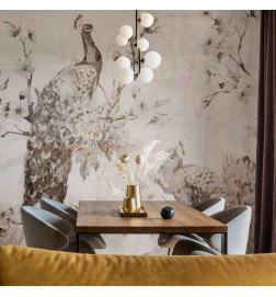 Wall Mural - Peacocks in Delicate Beige