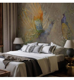 Wall Mural - Peacocks in dance - bird motif among an abstract pattern with ornaments