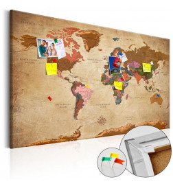 Tablou din plută - World Map: Brown Elegance
