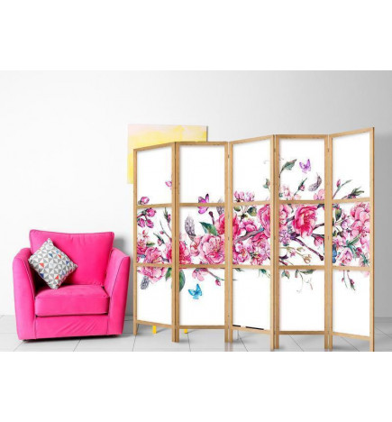 Paravento giapponese - Style: Flowers and Butterflies II