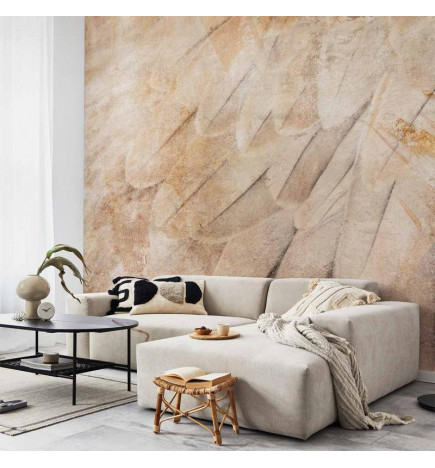 Mural de parede - Birds wings - minimalist close-up on beige feathers with pattern