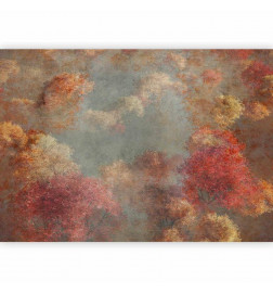 Fototapetti - Nature in autumn - landscape of autumn trees in painted retro style