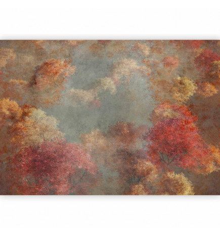 Carta da parati - Nature in autumn - landscape of autumn trees in painted retro style