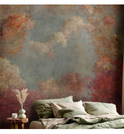 Fototapetti - Nature in autumn - landscape of autumn trees in painted retro style