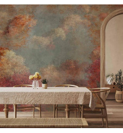 Wall Mural - Nature in autumn - landscape of autumn trees in painted retro style