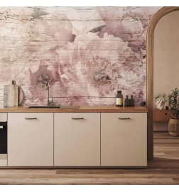 Wall Mural - Flowers on Boards