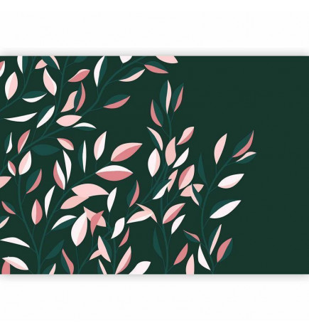 Fototapeta - Flowering vine - minimalist climbing leaves on a green background