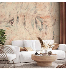 Wall Mural - Greek laurels - composition with leaves in patterns on a background in yellow tones