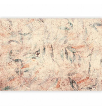 Carta da parati - Greek laurels - composition with leaves in patterns on a background in yellow tones