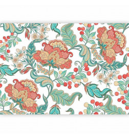 Fotomural - Ethnic vegetation - plant motif with ornaments in coloured flowers