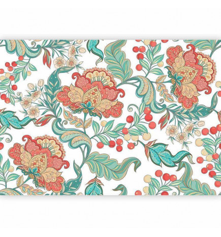 Foto tapete - Ethnic vegetation - plant motif with ornaments in coloured flowers