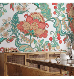 Wall Mural - Ethnic vegetation - plant motif with ornaments in coloured flowers