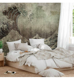 Wall Mural - Great wave in Kanagwa in retro style - landscape of rough sea