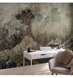 Papier peint - Great wave in Kanagwa in retro style - landscape of rough sea