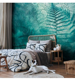 Fototapet - In a forest retreat - abstract composition with ferns and patterns