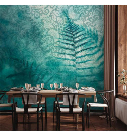 Fotobehang - In a forest retreat - abstract composition with ferns and patterns