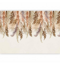 Fototapet - Minimalist boho landscape - dangling leaves in beige colours