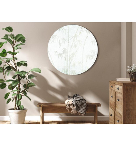Round Canvas Print - Bamboo forest - Delicate bamboo jungle in pastel colors of celadon and green on a light background