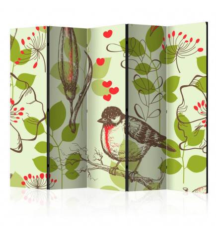 Biombo - Bird and lilies vintage pattern II [Room Dividers]