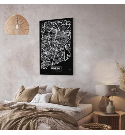 Canvas Print - Negative Map: Porto (1 Part) Vertical