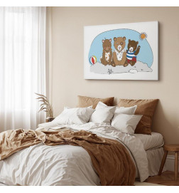 Schilderij - Teddy Bears on the Beach (1 Part) Wide