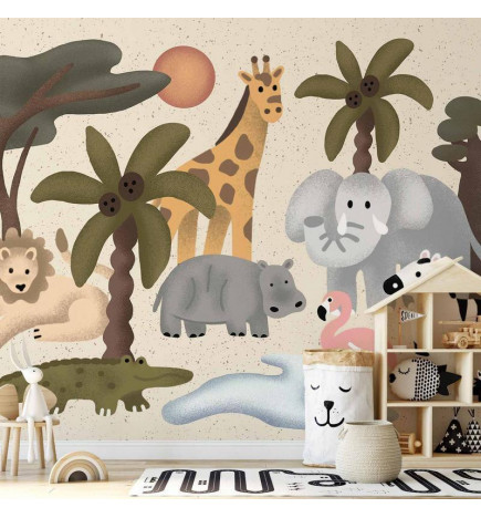 Papier peint - Childrens Africa - Animals With Simple Shapes
