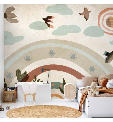 Fotobehang - Rainbow and Birds