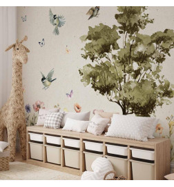 Wall Mural - Spring Meadow - a Clearing With Flowers Painted in Watercolours