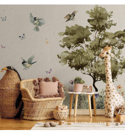 Mural de parede - Spring Meadow - a Clearing With Flowers Painted in Watercolours