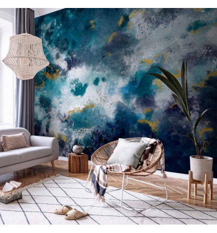 Wall Mural - Stormy ocean - abstract blue composition in watercolour style