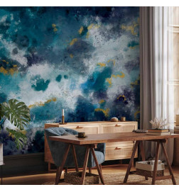 Mural de parede - Stormy ocean - abstract blue composition in watercolour style