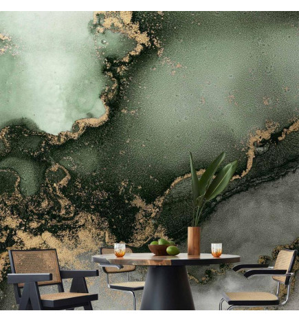 Wall Mural - Green Watercolour - Abstraction Inspired by Marble Structure