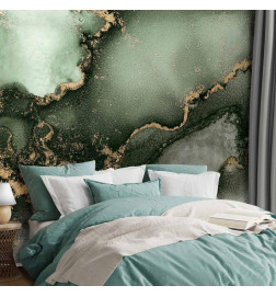 Wall Mural - Green Watercolour - Abstraction Inspired by Marble Structure