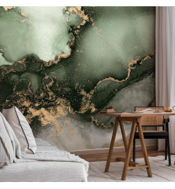 Wall Mural - Green Watercolour - Abstraction Inspired by Marble Structure