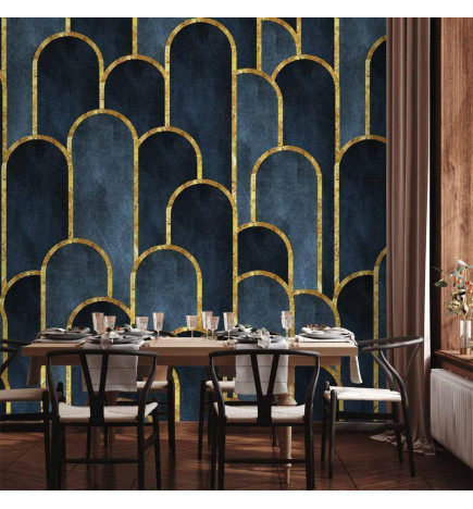 Mural de parede - Gold and Navy Blue Pattern