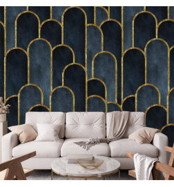 Fotobehang - Gold and Navy Blue Pattern