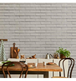 Fotobehang - Snow Brick - Pattern Imitating a Brick Wall in White